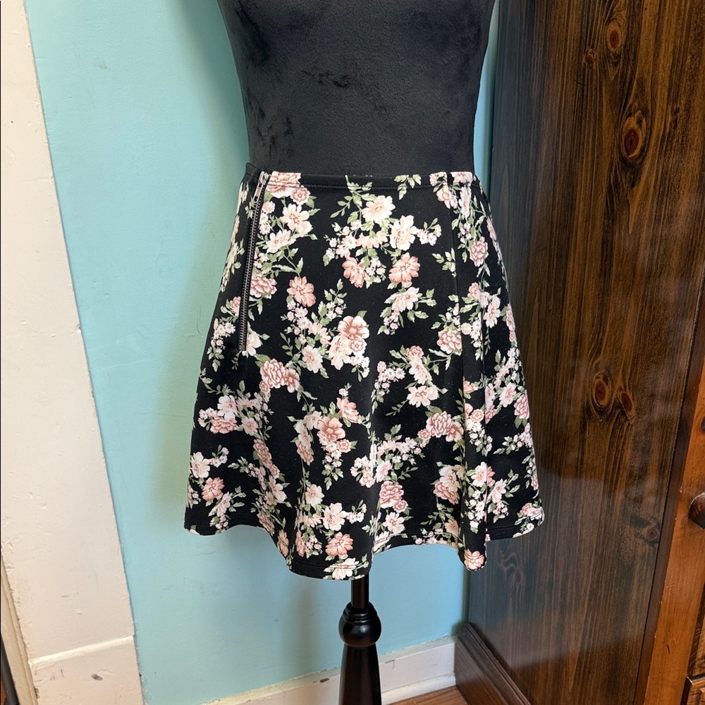 Floral Black Skirt